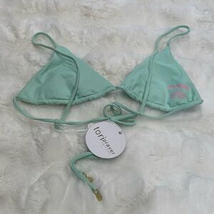 Tori Praver Swimwear tie top, Light Teal, Size Large
